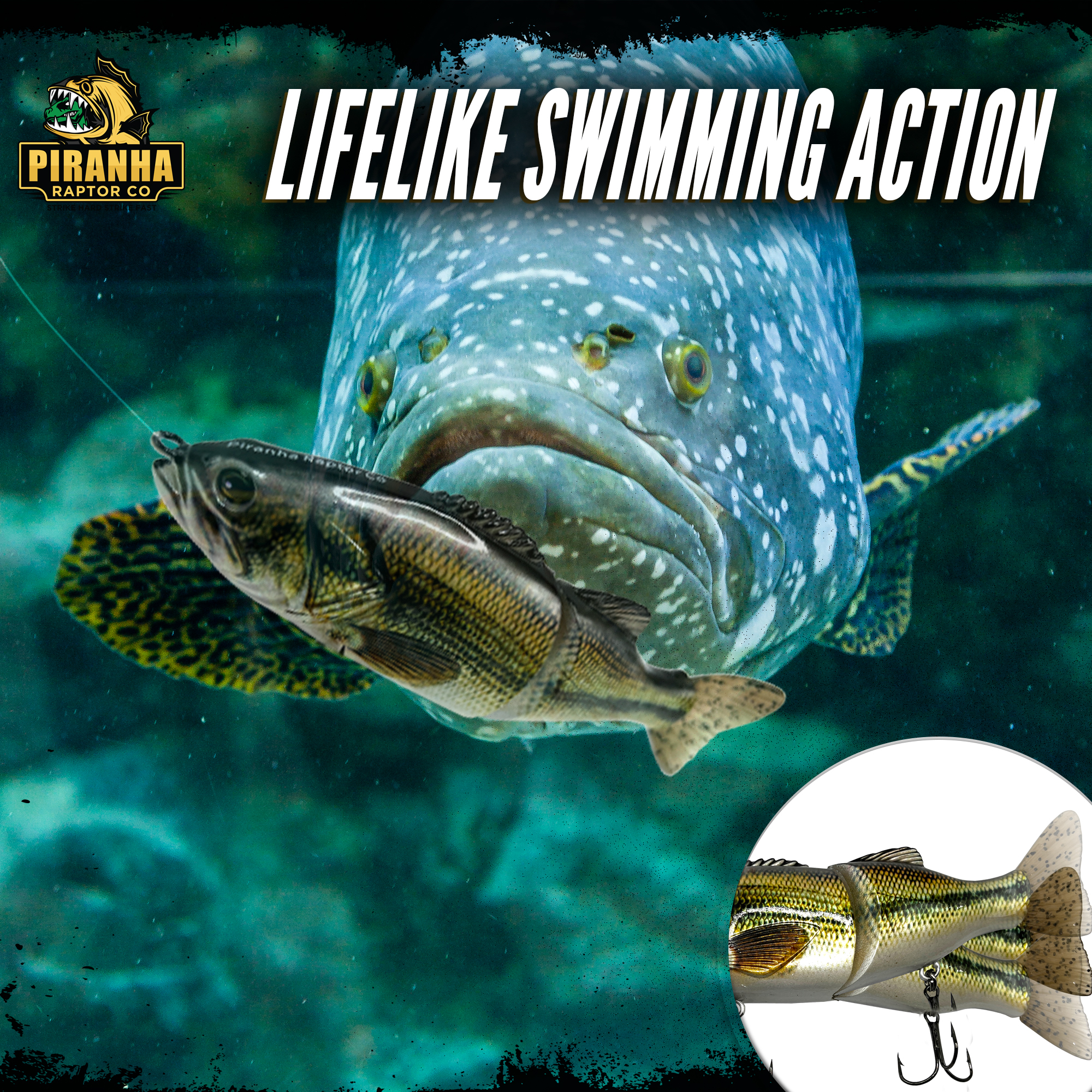 Piranha Raptor Glide Bait Fishing Lures for Bass, Pike, Striper, Muskie,  Walleye